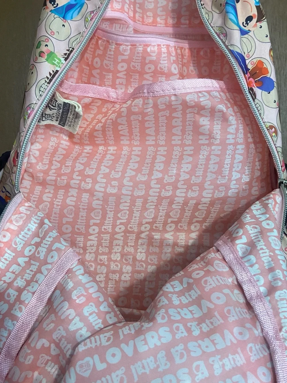Vintage Harajuku Lovers Pink Backpack Y2K Gwen Stefani Charecter Print Bag